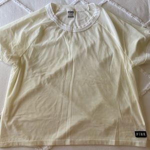 Pink Victoria’s Secret mesh see through crop top T-shirt
